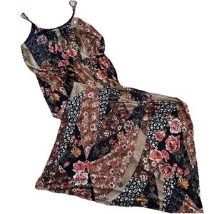 Naif Mixed Floral Patchwork Cami Flowy Maxi Dress-Women’s Med-Boho Peasant Y2K